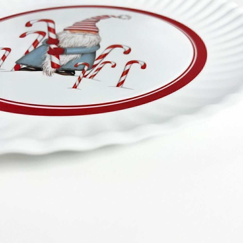 Melamine Gnome And Candy Cane Serving Plate Platter 16” NEW - Picture 2 of 7